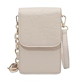 Aeeque White Small Crossbody Bags for Women Mini Crossbody Phone Purse Shoulder Bag PU Leather Cell...