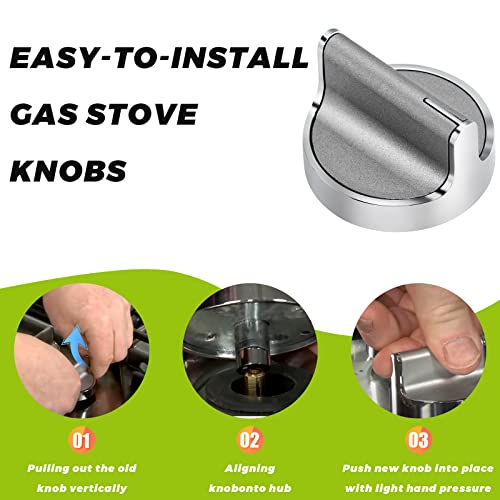 [Upgraded] W10594481 Stove Knobs Replacements For Whirlpool Gas Stove Range Knob Wcg97Us0Ds00 Wcg97Us6Ds00, Reinforced Stainless Protection Ring, Replace Wpw10594481 Ap6023301 Cooktop Knobs(5 Pack) #TOP6