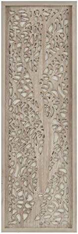 Madison Park Laurel Wall Art - Laser Cut Carved Botanical Tree Branches, Genuine Fir Wooden Framed, Rustic Finish - Modern Farmhouse Décor for Living Room, Ready to Hang Panel, 12 x 36, Grey