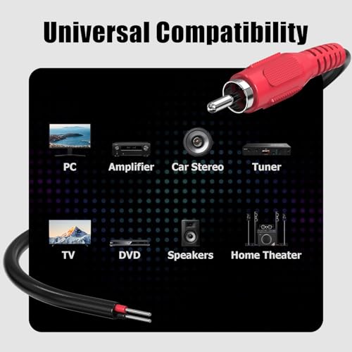 Cable RCA a altavoz de 18 AWG y 6 pies con extremo de cable desnudo para audio UIInosoo de 2 piezas 6