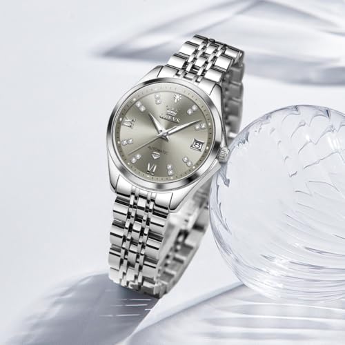 Image of OLEVS Womens Automatic Watch Diamond Luxury Date Ladies Dress Classic Self Winding Wrist Watches