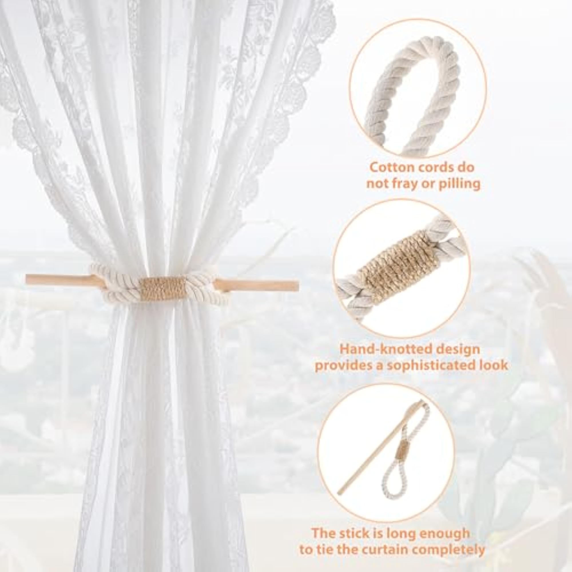 Farmhouse Curtain Tiebacks, 2 Pieces