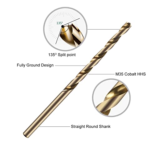 Newshark 9/64" Cobalt Drill Bits, 10 Pack Of M35 Hss Metal Drill Bit Set For Hard Metal, Stainless Steel, Cast Iron,Cobalt Drill Bits With Storage Case #TOP2