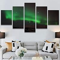 SIGNWIN 5 Panel Canvas Wall Art Astronomy & Space Contemporary Cosmic Dramatic Green Group Photography Realism Ultra for Home Decorations Ready to Hang - 60