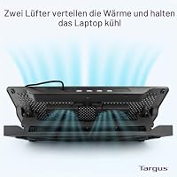 Targus 4333556 Laptop Kühler, Cooling Pad inkl. USB Hub mit 4 USB,2 Ports, 4-Fach 4-Fach höhenverstellbarer Laptopständer mit Lüfter für bis zu 17" Notebooks – AWE81EU – Ansicht 3