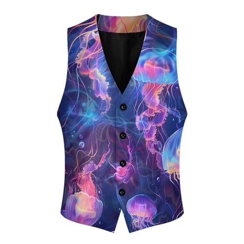 Glowing Jelly Fish Novelty Men's Suit Vest Casual Formal Dress Vests Business Waistcoat3