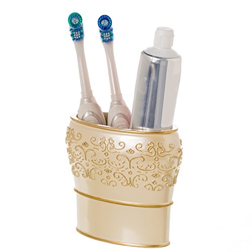 Creative Scents Beige Bathroom Accessories Set, Durable 4-Piece Bathroom Set - Decorative Bathroom Accessory Set Features: Soap Dispenser, Toothbrush Holder, Tumbler And Soap Dish, Gift Packaged #TOP2