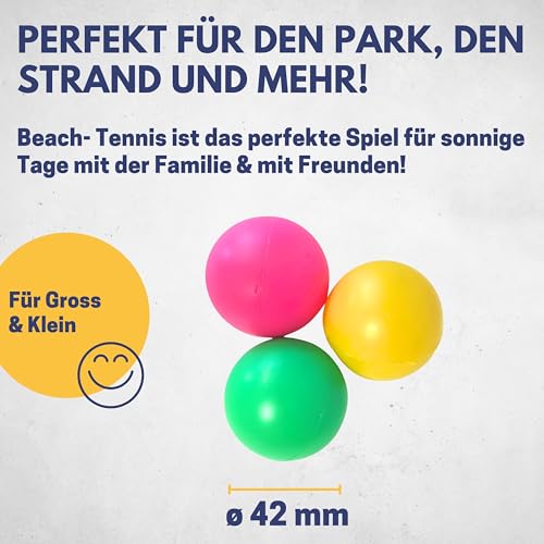 BEST SPORTING Beach-Ball Ersatzbälle I 3 Softbälle aus Kunststoff I Ping Pong in Blau Gelb & Orange I Beach-Tennis für Kinder I Softball Tennis