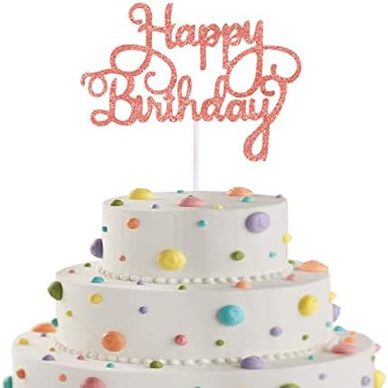 Happy 80th Birthday Cake Topper in Glitter Card,Happy Birthday Cupcake Toppers Rose Gold 80th Birthday Party Decor,Glitter Cake Decoration for Birthday Anniversary Party Decorations(80th, Rose Gold)