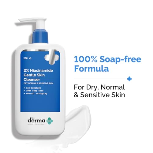 Image of The Derma Co 2% Niacinamide Gentle Skin Cleanser for Sensitive, Dry, Normal Skin - 250 ml Non-Irritant | 100% Soap-Free | Non-Oil Stripping | Gently Cleanses Makeup