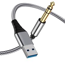 USB to 6.35mm 1/4 inch TRS Audio Stereo Cable 10FT,USB-A to 6.35mm Quarter inch Aux Jack Stereo Cable for Laptop, WindowsAmplifier, Mixer, Home Theater, Speaker ect