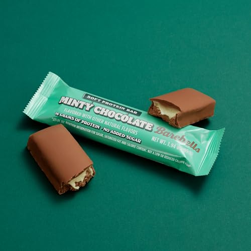 Barebells Soft Protein Bars Minty Chocolate - 12 Count, 1.94oz Bars - Protein Snacks with 16g of High Protein - Chocolate Protein Bar with 2g of Total Sugars - Soft Protein Snack & Breakfast Bars