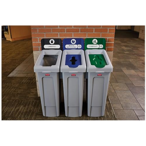 Image of Rubbermaid Commercial Products SLIM JIM Recycling Station 1-Stream Compost Bin /Can /Kit /Station, 23 GAL, for Kitchens /Classrooms /Offices /Back of House /Higher Education /Commercial Facilities