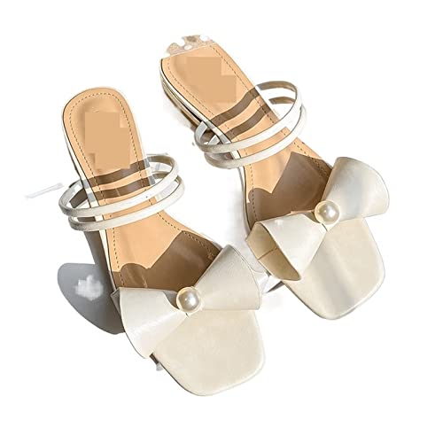 Sandales pour femmes ornées de perles et nœud finition premium