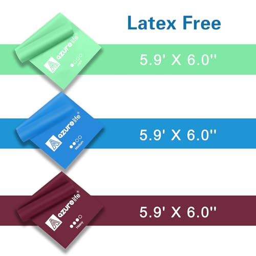Image of A AZURELIFE Resistance Bands,Professional Long Non-Latex Elastic Stretch Bands,Exercise Bands for Physical Therapy, Yoga, Pilates, Rehab, at-Home or The Gym Workouts, Strength Training