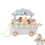 Heladería de Juguete,Mostrador De Madera - Tienda de Helados de Juguete para Juego de rol - para Niños y Niñas de 3 a 6 Años para Cumpleaños Cocina