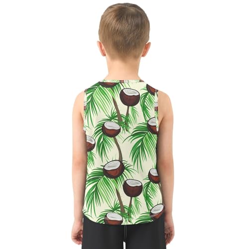 Coconut Palm Fronds Ivory Boys Tank Tops Toddler Sleeveless Tank Top Undershirts for 3-15 Years,3T3