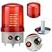 QWORK Industrial LED Rotating Warning Light, 110V AC Red Beacon Strobe for Public Emergency Alarms, Safety Siren Adjustable Volume