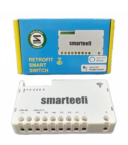 Image of smarteefi Wifi 6 Node Switch (5 + 1 Node 16A), 2 Way, STD-SERIES, Retrofit Toggle Smart Switch For Home Automation, Works With Existing Switches, No Hub Required, Compatible With Alexa & Google Home