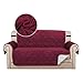TIUTIU Sofabezug, gesteppt, dick, Samt, Plüsch, Couchbezug mit Riemen, drei Taschen, Haustier-Lehnstuhl-Abdeckung, Schonbezug für Wohnzimmer, Möbelschutz, Loveseat, Burgunderrot, 3-Sitzer/Sofa