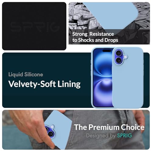 Image of SPRIG Compatible with iPhone 16 Premium SilkMag (Liquid Silicone Magnetic) Back Cover Drop Tested Shock Proof Mobile Case for Men, Women, Boys and Girls with Camera Protection (Blue)