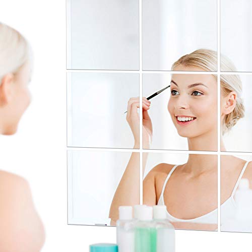 DECDEAL Folhas de espelho flexíveis reflexivas telhas de espelho PET autoadesivas Adesivos de espelh