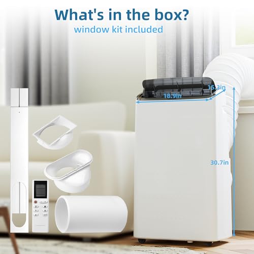 Image of PrecisionAuto 14000 BTU Portable Air Conditioner, 3-in-1 Cooling & Dehumidifier, Quiet Operation, Remote, 3 Speeds, 24H Timer, Floor Standing, Cools up to 750 Sq.Ft, Ideal for Bedroom - Dark Top Cover