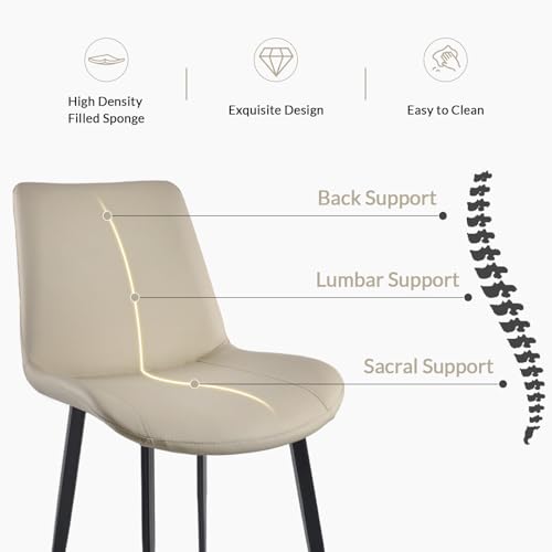 Image of Modern Dining Chairs Set of 8, PU Leather Dining Room Chairs, Upholstered Kitchen Chairs with Ergonomic Backrest & Sturdy Metal Legs, Perfect for Dining Room, Living Room, Light Grey
