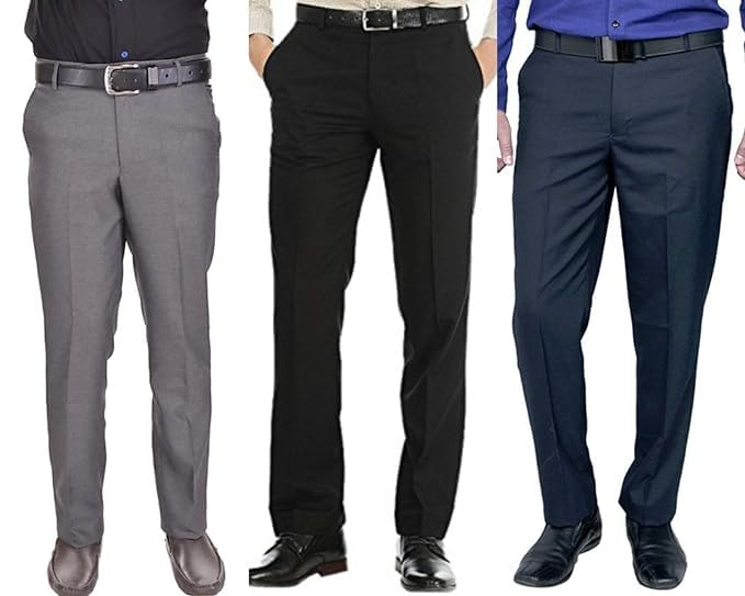 zeegold Men's Formal Trousers (Pack of 3) |Fit Type: Regular Fit, Grey::Black::Cobalt Blue-picture-36