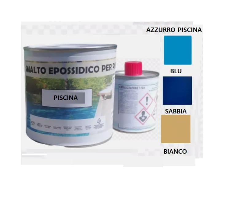 Generico Esmalte epoxi para interior de piscinas de hormigón (azul piscina, 1 litro)