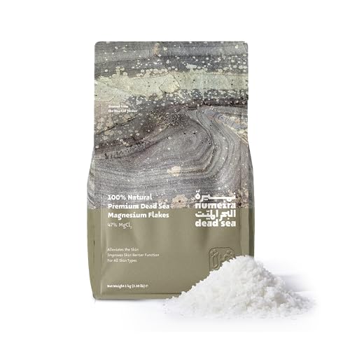 Numeira Totes Meer Salz Magnesium Bad und Einweichen Entspannendes Magnesium Badesalz aus Jordanien Reines Magnesiumchlorid Flocken für Baden Unparfümiert 1 kg