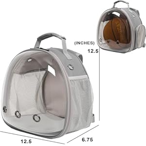  Guinea-Pig-Backpack-Carrier-Reptile-Outdoor-UsedBearded-Dragon-Carrier-Backpack-with-Clear-Bubble-WindowSmall-Animal-Travel-Backpack-for-Hedgehog-Rat-Parrot-Airline-Approved-Grey-Backpack