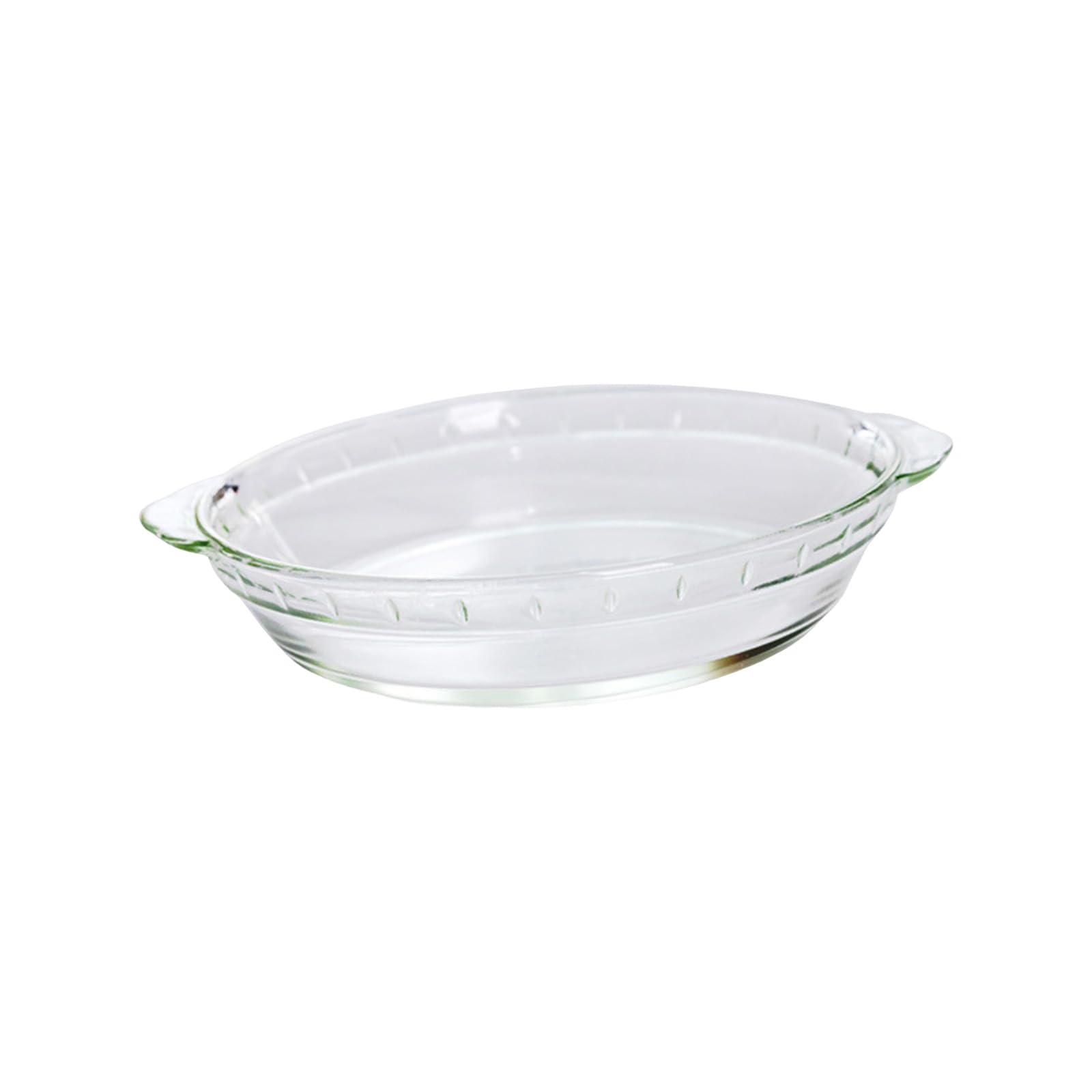carotoe Borosilicate Glass Plate with Ergonomic Handles Round Transparent Serving Tray for Oven Microwave and Fridge Oven Safe Glass Bakeware
