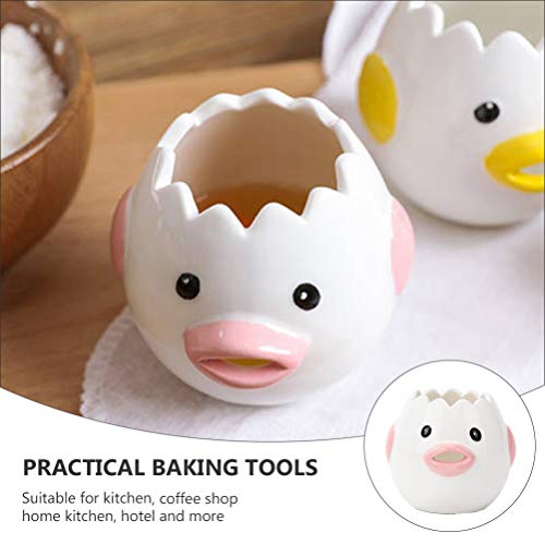 DOITOOL 2 peças separador de gema de ovo de cerâmica branco, filtro de ovo de galinha fofo, separado