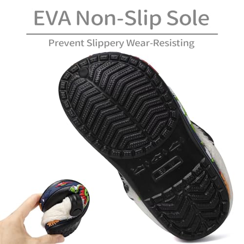 Image of Toddler Lined Clog Slippers Winter Garden Sandals Kids House Shoes Warm Slip On Sneakers Cartoon Slides for Boys and Girls Children Indoor Outdoor