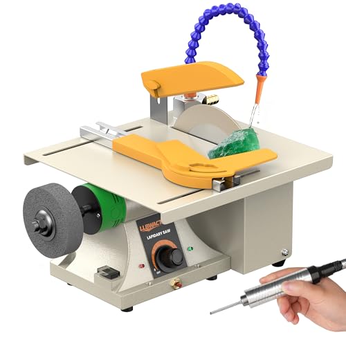 Image of LLBWACT 350W Lapidary Saw Benchtop Cutting&Engraving Machine,Variable Speed 0-10000 RPM with Water Cooling,Complete Kit for Wood Acrylic Stone Metal,Includes Diamond Blades,Flex Shaft,Polishing Wheels