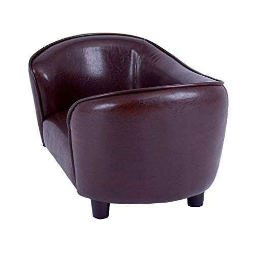 FixtureDisplays Contemporary Chocolate Brown PU Leather Dog Sofa Bed Couch Chaise Cat Seat