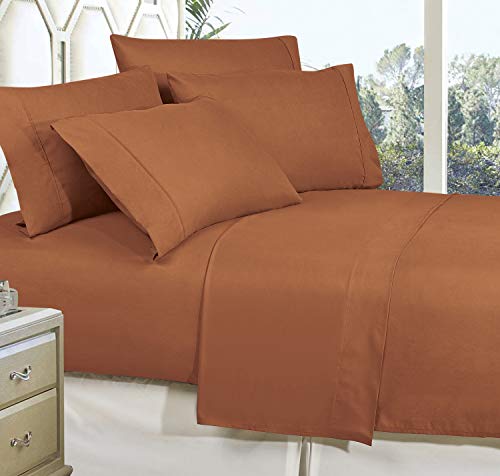 Celine Linen Best, Softest, Coziest Bed Sheets Ever! 1800 Thread Count Egyptian Quality Wrinkle-Resistant 4-Piece Sheet Set With Deep Pockets, Queen Mocha Chocolate #TOP26