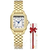 CIVO Klein Analog Damenuhr Gold: Elegante Eckig Edelstahl Wasserdicht Armbanduhr Damen mit Römischen Zahlen für Business Alltag und Geschenk für Frauen