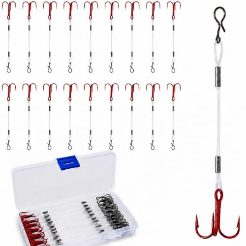Teyva Daily 24 Pcs 2' Stinger Hooks Trailer Hooks Walleye with Storage Box