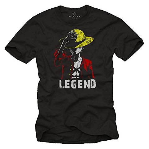 Monkey D. Legend No One - Luffy T-Shirt - Straw Hat Anime Gifts for Men Black M Cover