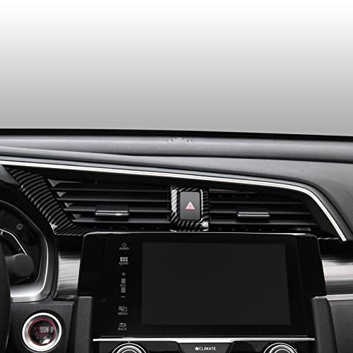 Image of Front Air Vent Outlet Cover Trim Decals for 2016 2017 2018 2019 2020 2021 Honda Civic 10th Gen Accessories ABS Carbon Fiber Stickers