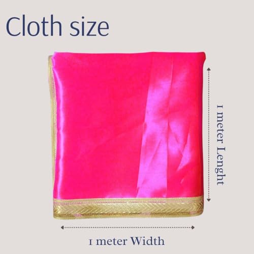 Image of Pooja Mandir Kapda, 1 Meter Green Silk Satin Altar Cloth for God Pooja Table, Goddess Radha /Paravati Chowki Aasan, Temple, Mandir and Puja Ghar