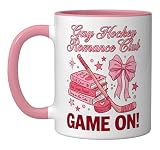 Gay Hockey Romance Club Bookish Smutty Spicy Book Lover Ceramic Mug, Pink/White