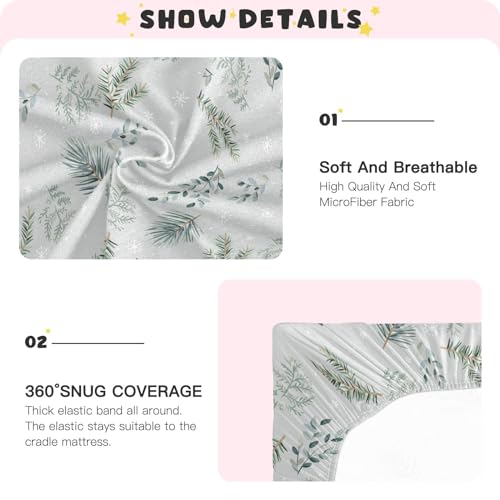 Image of CaTaKu Christmas Winter Forest Crib Sheets for Baby Girls Boys,Neutral Mini Crib Mattress Sheets Fitted, Baby Nursery Bed Sheet for Crib Toddler Mattress 27 inchx 39 inch