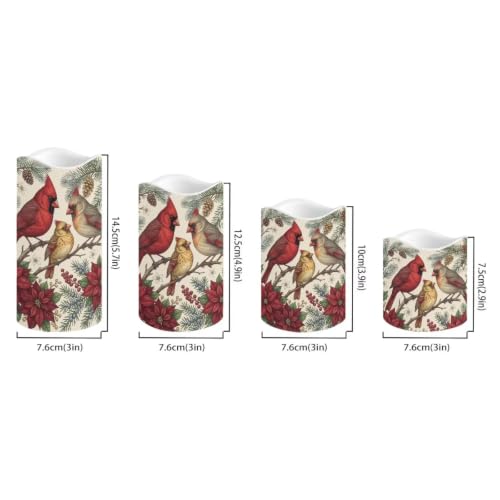 Image of Cardinal Holly Color Changing Electric Candles, 4 Pack