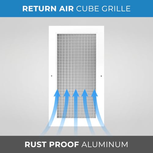 Image of HVAC Premium 8 inch x 16 inch or 16 inch x 8 inch Cube Core Eggcrate Return Air Grille - Aluminum Rust Proof - HVAC Vent Duct Cover - White [Outer Dimensions: 9.75 X 17.75]