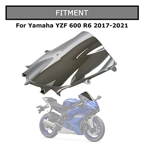 Image of Front Motorcycle Windshield Windscreen for YZF R6 2017-2025, R7 2021-2025 | premium ABS plastic, streamlined design, luxurious vintage, front windshield replacement, Chrome