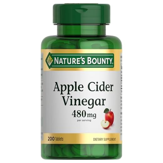 Nature’s Bounty Apple Cider Vinegar 480mg Pills, Vegetarian Supplement Plant Based, 200 Tablets