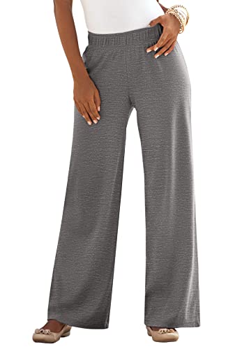 Roaman's Women's Plus Size Plus Size Pull-On Wide Leg Soft Knit Pant